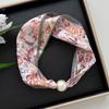 Thin Pearl Silk Scarf Magnetic Clasp Neck Wrap Fashion Neckerchief  for Women
