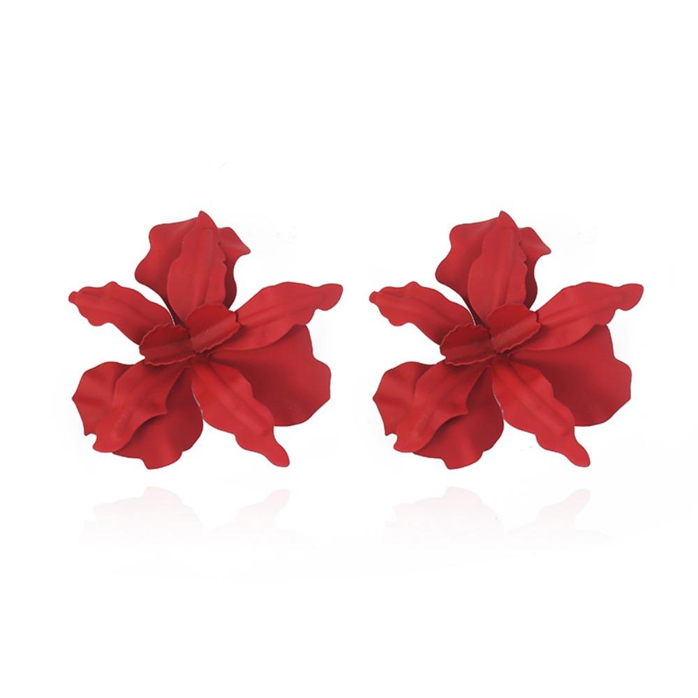 Pleated Large Flower Earrings Irregular Ear Accessories Exaggerated Flower Earrings Party