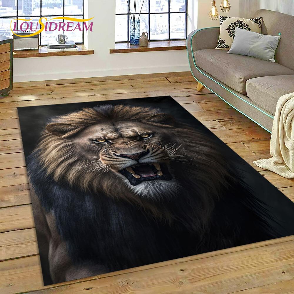3D Beast Tiger Lion Animal Wildlife Cartoon Carpet Rug for Home Living Room Bedroom Sofa Doormat Decor,kid Area Rug Non-slip Mat