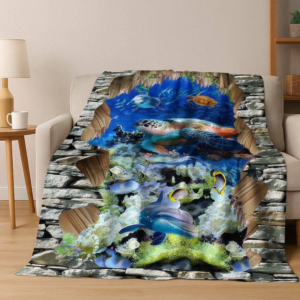 3D Illusion Breaking Wall Dinosaur Animal Series Flannel Blanket,Cozy Soft Throw Blanket for Home Bedroom Bed Sofa Cover Kids