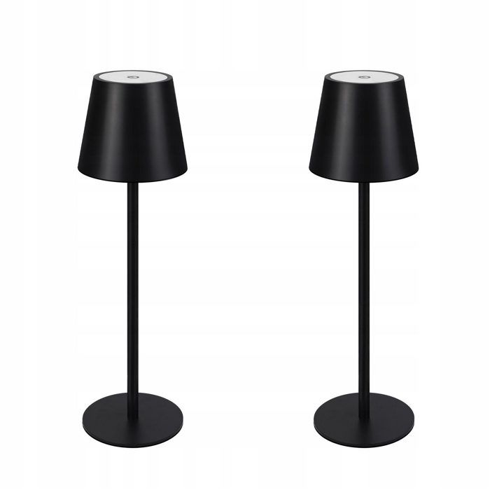 Lampe de table LED - NETTLIFE - Sans fil tactile - Dimmable - Lot de 2 - Noir