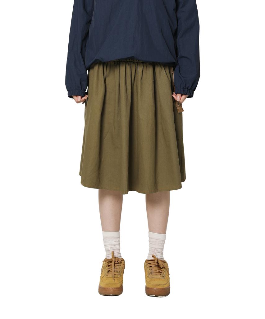 Peace Maker Corduroy Point Cotton Work Midi Skirt (Khaki)