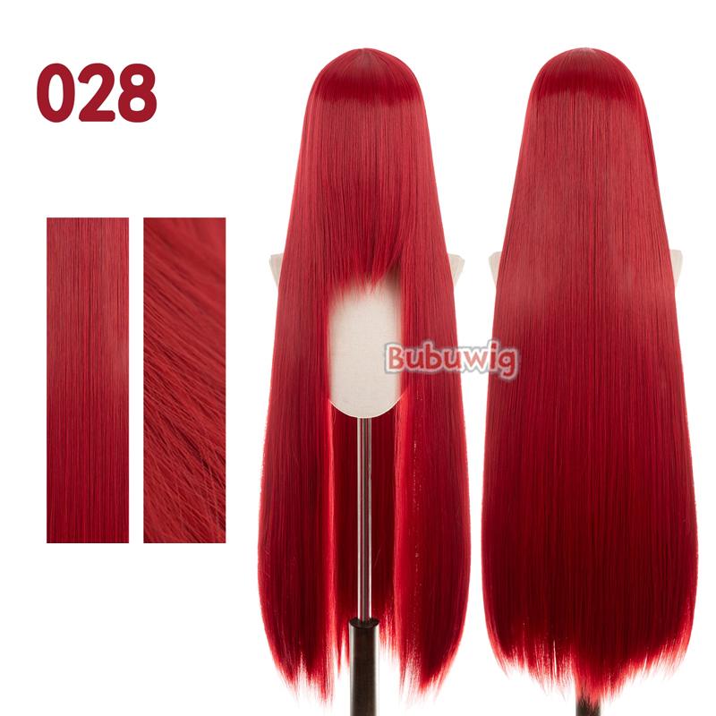 Bubuwig Synthetic Hair 100cm Long Straight Pure Color Cosplay Wigs Over 100 Colors Black White Red Blue Brown Wig Heat Resistant