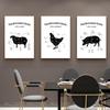 Kitchen Wall Art Canvas Painting Black White Butcher Guide Poster Beef Lamb Chicken Cuts Print Picture Dining-room Home Decor