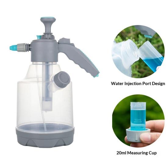 3L Pumpsprüher Kunststoff Nachfüllbare Wassersprühflasche Handsprühflasche mit Messbecher Verstellbare Düse für Gartenarbeit Reinigung Bewässerung