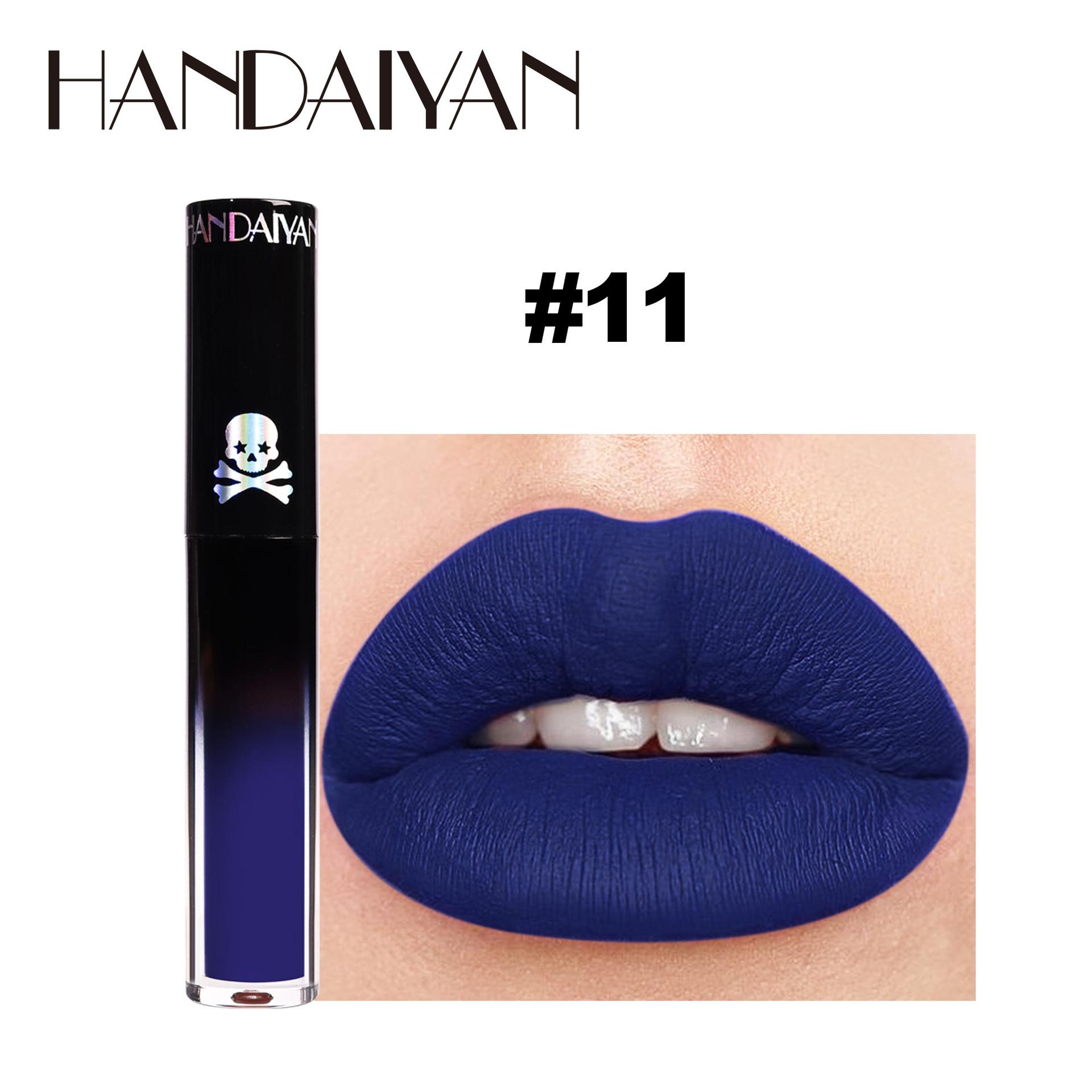 

HANDAIYAN Новый продукт Матовая глазурь для губ в европейском и американском стиле Темный блеск для губ Хэллоуин Губная помада 11