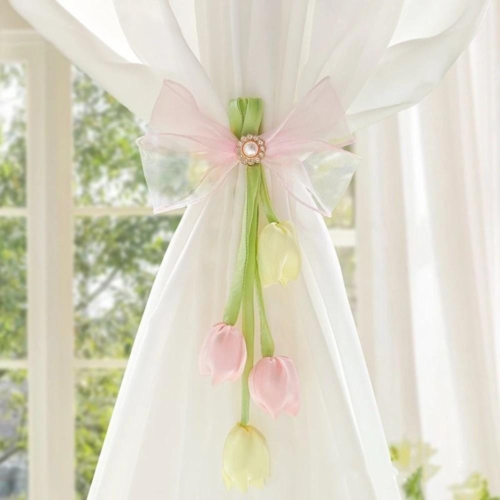 Romantic Tulip Ribbon Curtain Tieback Handmade Curtain Binding Curtain Straps  Bedroom Enhancement Style 4