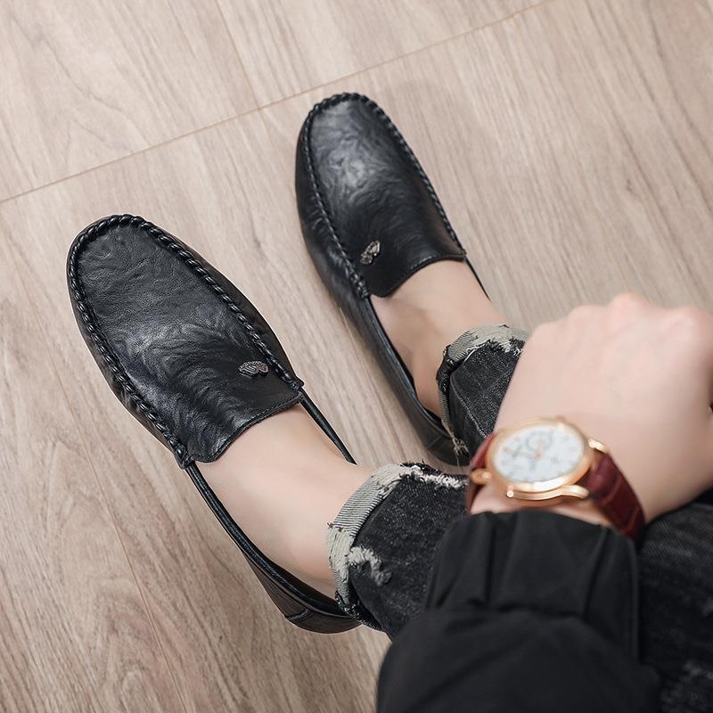 

2025 spring and summer new men s casual Doudou shoes leather shoes men s 44 білий