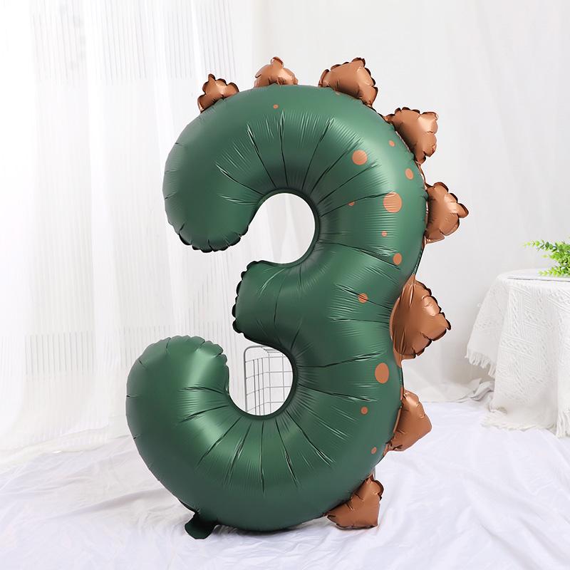 40Inch Giant Dinosaur Number Balloons Boy Girl Jungle Birthday Party Decoration Kids 1st Birthday Cartoon Foil Balloon Supplies