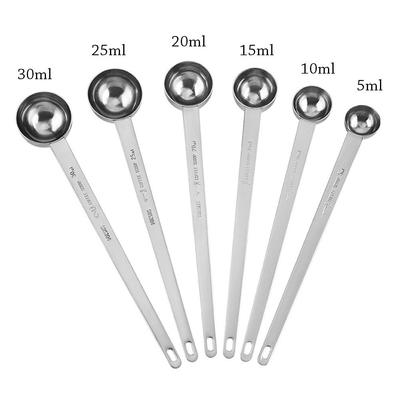 Stainless Steel Coffee Scoop 5/10/15/20/25/30ML Thicken Measuring Tablespoon Long Handle Coffee Measuring Spoon Powdered Milk