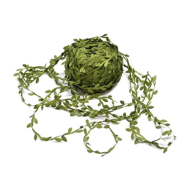 

10 метров шелковых искусственных зеленых листьев в форме листьев для свадебного украшения, сделай сам, венок, подарок, скрапбукинг, ремесло, искусственный цветок 10M зелёный