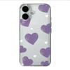 Purple Love Heart Transparent Soft Phone Case Compatible With Apple Iphone Multiple Models