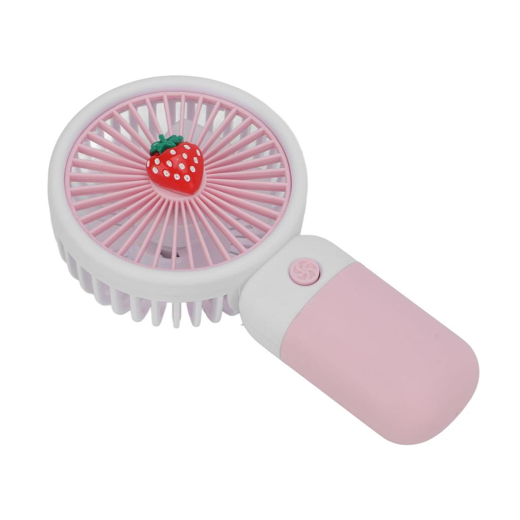 Handheld Fan Cartoon Strawberry Look USB Charging Portable Rechargeable Fan Portable with Lanyard for Wowen for Travel