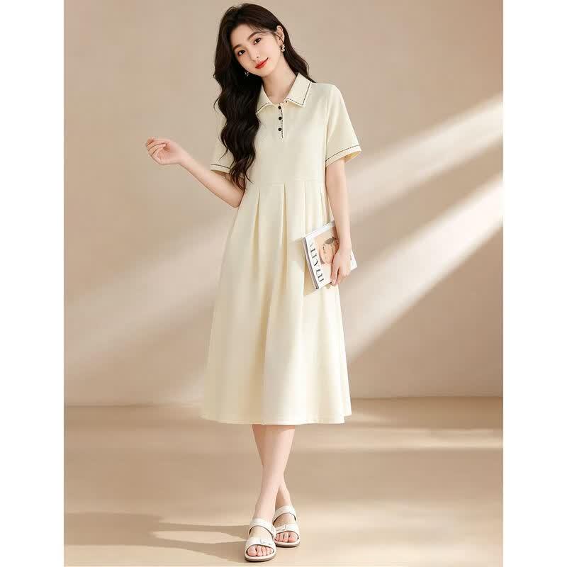 D.F.DEAR Women's French Polo A-Line Midi Dress