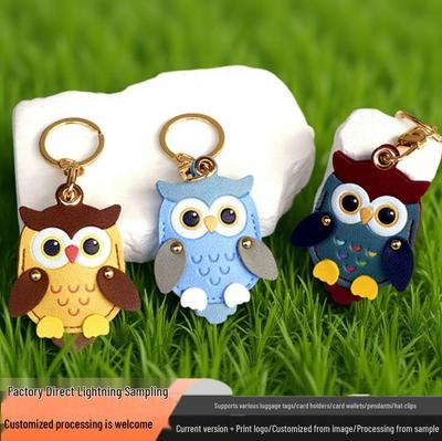 Entzückender Eulen-Leder-Schlüsselanhänger & Ausweishalter - Hochwertiger Taschenanhänger Geschenk