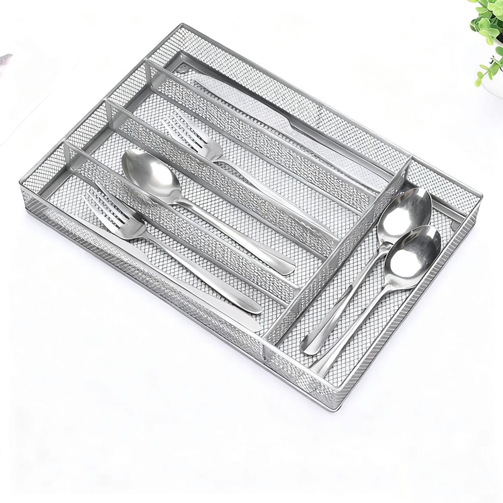 Kitchen Cutlery Drawer   Carbon Steel Flatware Storage Divider with Anti Slip Foam Pads for Spoons Forks Stationery