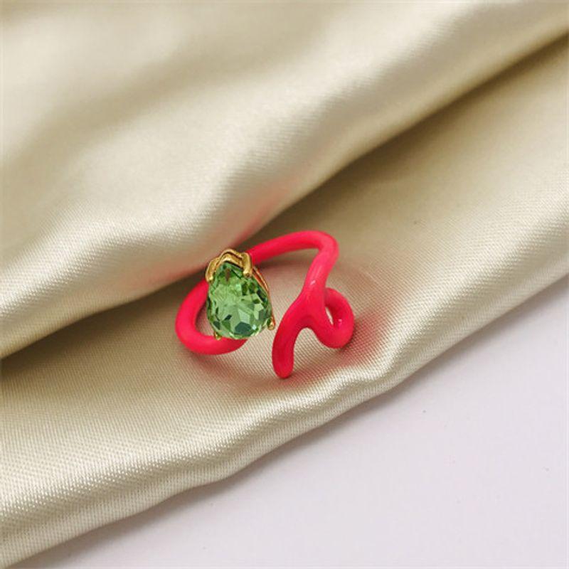 Fashion Fashion Simple Opening Niche Design Candy Color Hand Painted Enamel Drip Glazed Brass 18K Golden Index Finger Ring