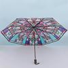 British Wind Rainforest Arch Transparent Umbrella Stained Glass Transparent Umbrella Long Handle Automatic Romantic Parasol