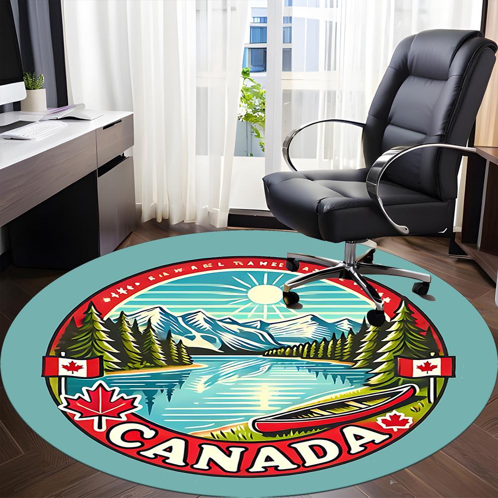 1pc Canada Nature Office Round Area Rug, Mat Suitable ForOffice, Under Office Chairs Bedroom Living Room Home Decor, Room Deco