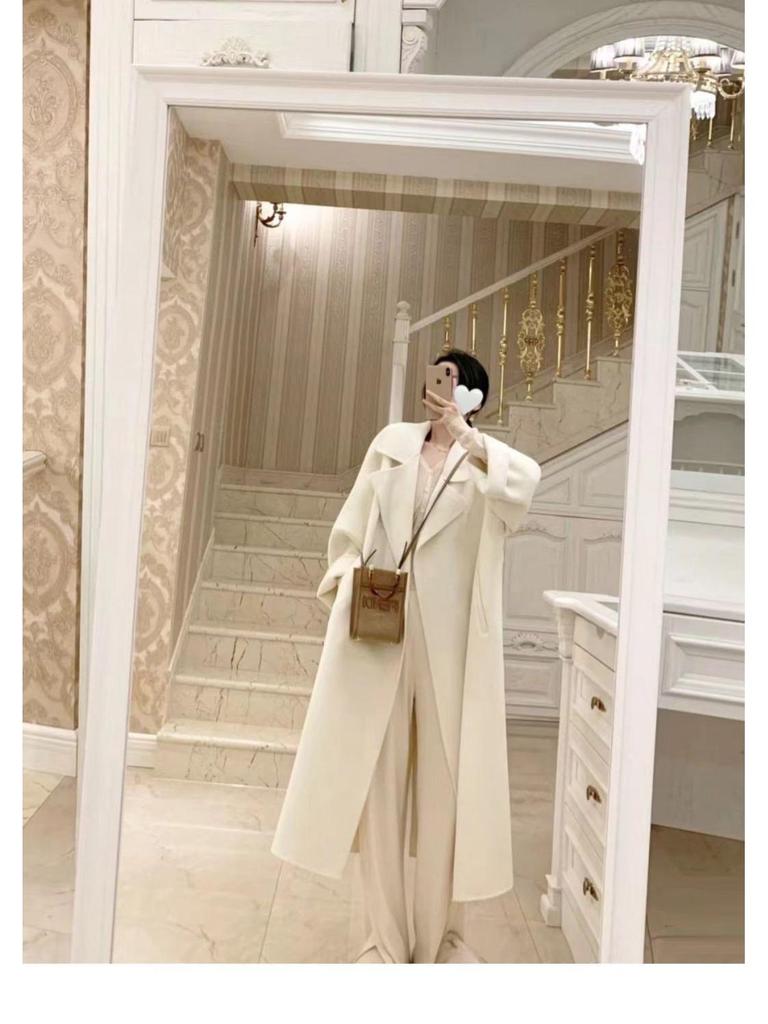 Women's Popular Off-White Mid-Length Wool Coat - Autumn/Winter Korean Style 2023.