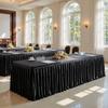 Satin Pleated Table Skirt 4/6/8FT Tablecloth for Wedding Banquet Conference Party Stage Decoration Rectangular Table Cover