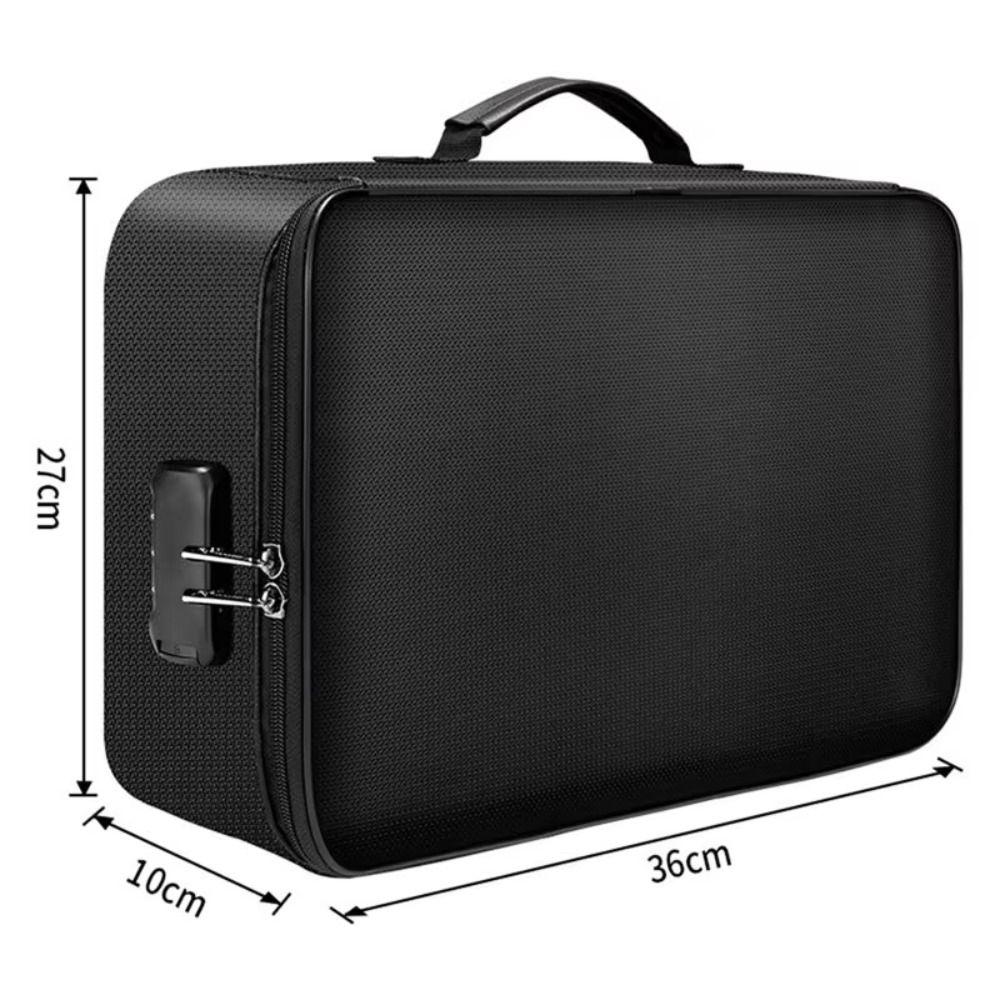 Double Zipper Fireproof Document Bag Large Capacity Code Lock Money File Bags Waterproof 3-Layer Design Resistant Storage Bag