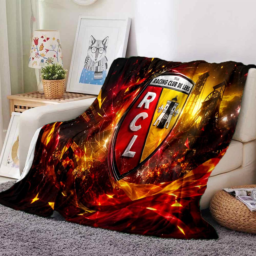 Racing Club Lens Crest Flannel Blanket, Soft Polyester, Modern Design, All-Season for Camping, Travel, Gifts for holidays or birthdays