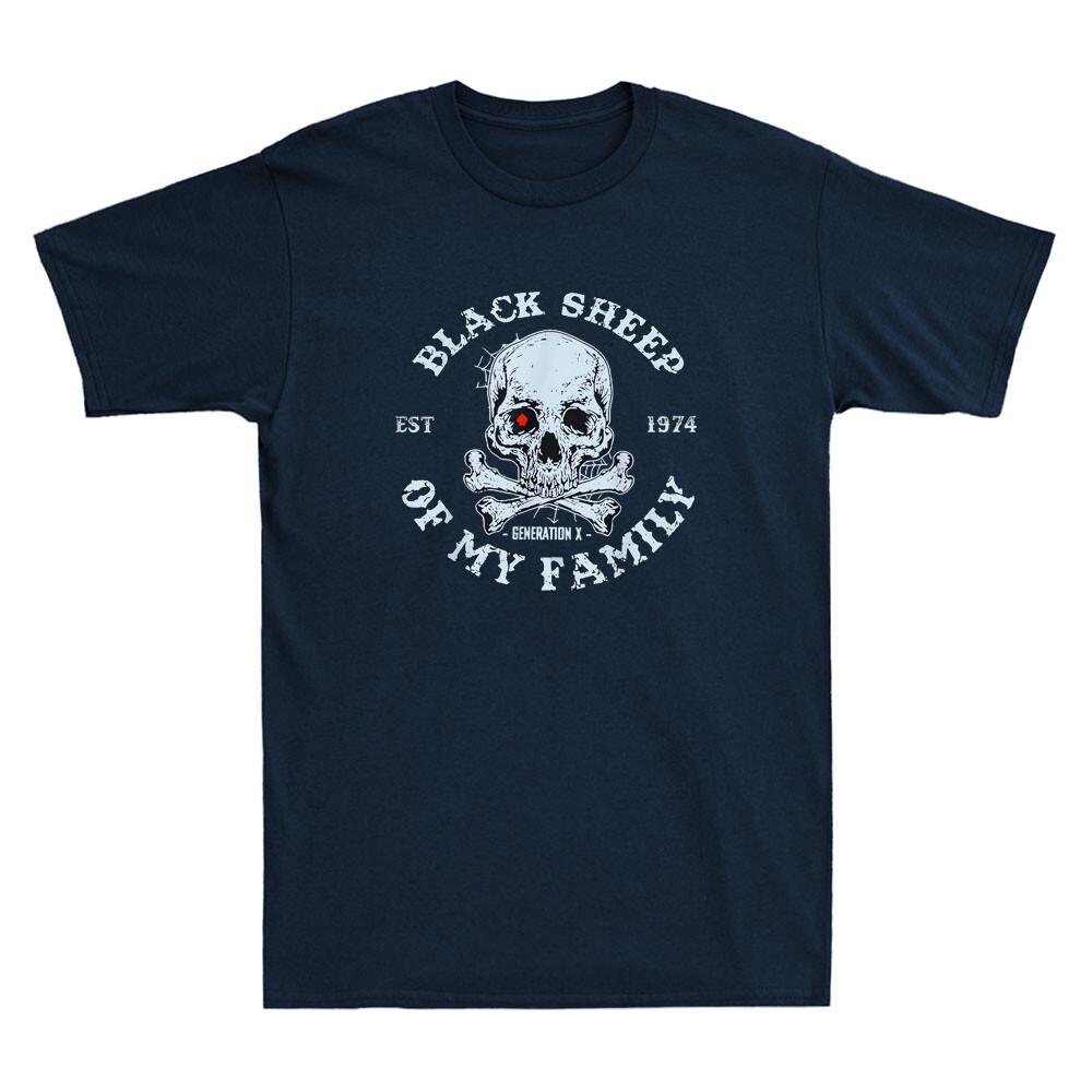 Skeleton Gen X Est 1974 Black Sheep Of My Family Retro Unisexs Short Sleeve Tshirt