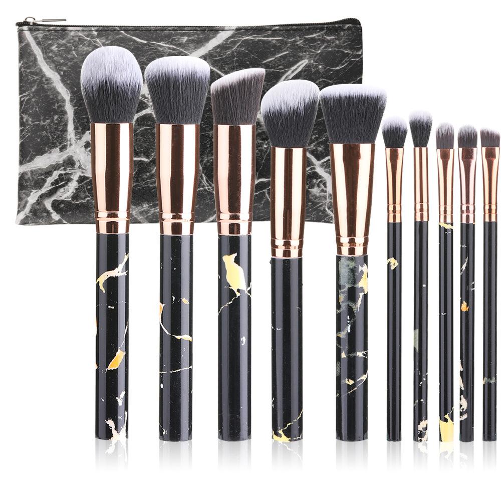New 10 Makeup Brush Set Full Marble Beauty Tool Set Brush Blush Eyeshadow Brush