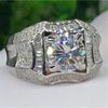 Luxury Solitaire Male Lab Diamond Cz Ring 925 Sterling Silver Engagement Wedding Band Rings for Men Gemstones Party Bijou