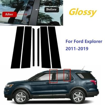 Glossy Black Pillar Posts Window Sticker Cover Fit For Ford Explorer 2011-2019 WITHOUT KEYPAD Cutout Door Side Moulding Trim