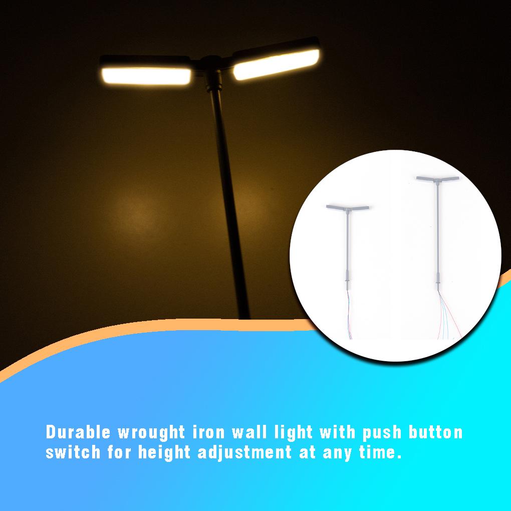 1:150/1:87 Doppelkopf LED Lampe Miniatur Stahlrohr Modellbau Straßenlaterne Exquisite DIY Nachtlicht Boden Garten