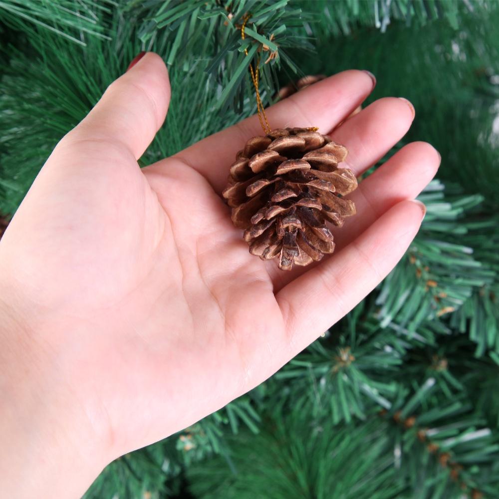 6Pcs/Bag Christmas Natural Pine Cones Rustic Pinecones Bulk Ornaments with String Crafting Home Accent Decor Tree Decoration