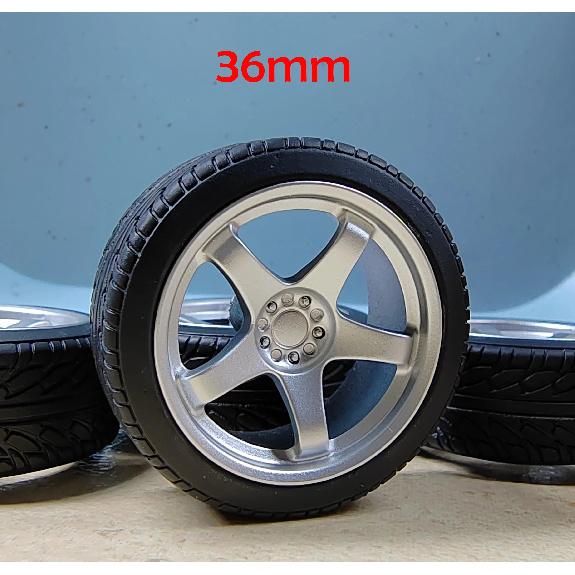 4pcs 1/18 32mm/36mm/42mm Diameter Plastic Wheels Rubber Tires RPF1 RAYS TE37 57CR CE28 BBS ABS Rims for 1:18 Model Car