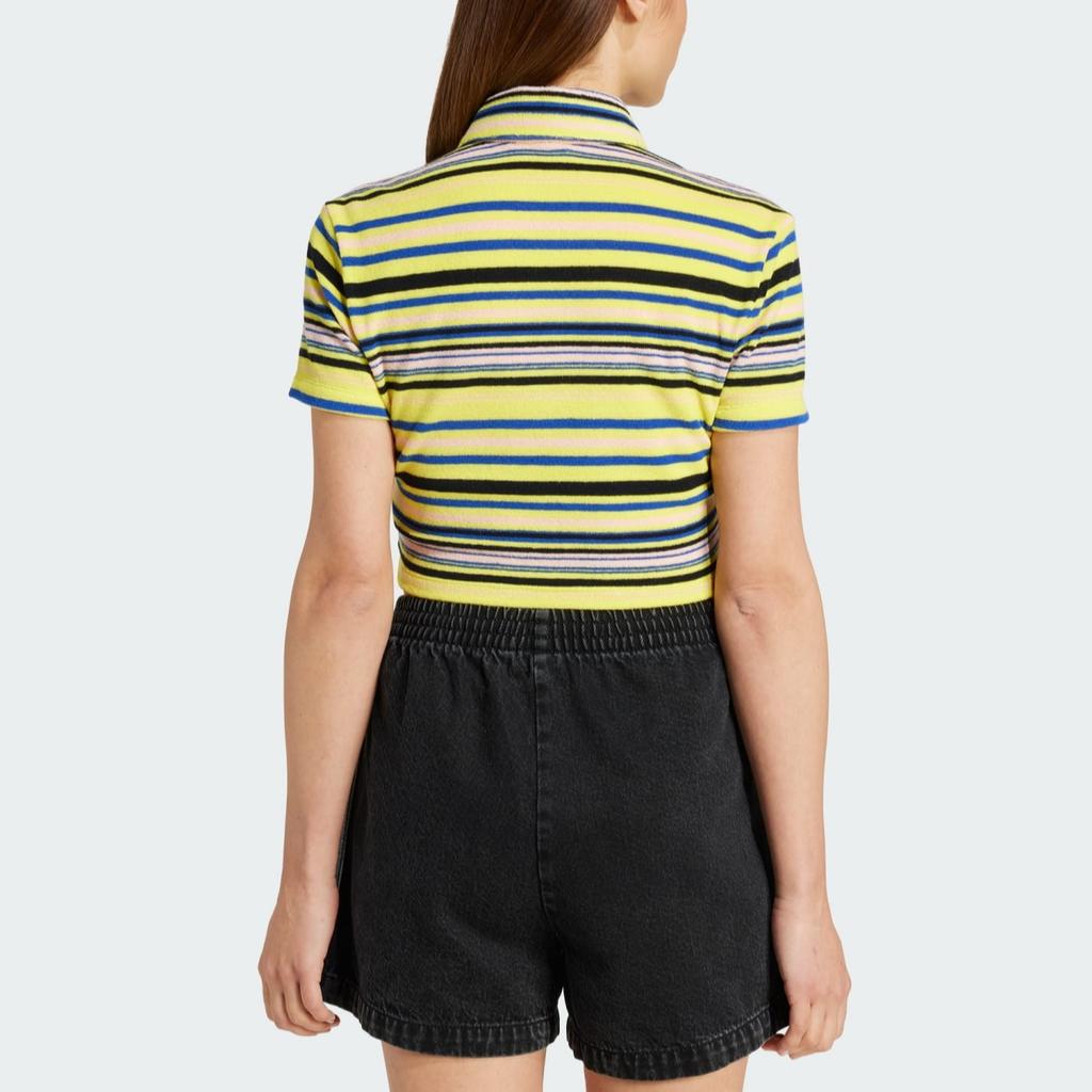 Adidas Originals Color Block Slim Fit Single Breasted Button Down Short Sleeve Shirt Women shirts Multicolor JC5333