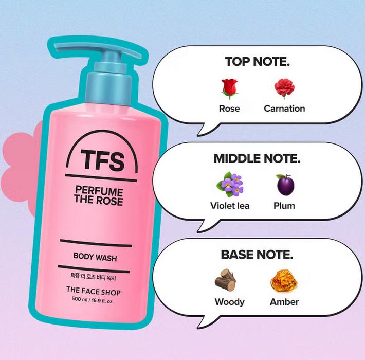 The Face Shop Perfume The Rose Body Wash 500 ml/ Body Cleanser, Moisturizing, Korean Cosmetics, Kbeauty