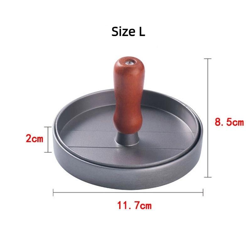 Stainless Steel Burger Press with Wood Handle – Non-Stick Patty Maker + 100 Patty Papers