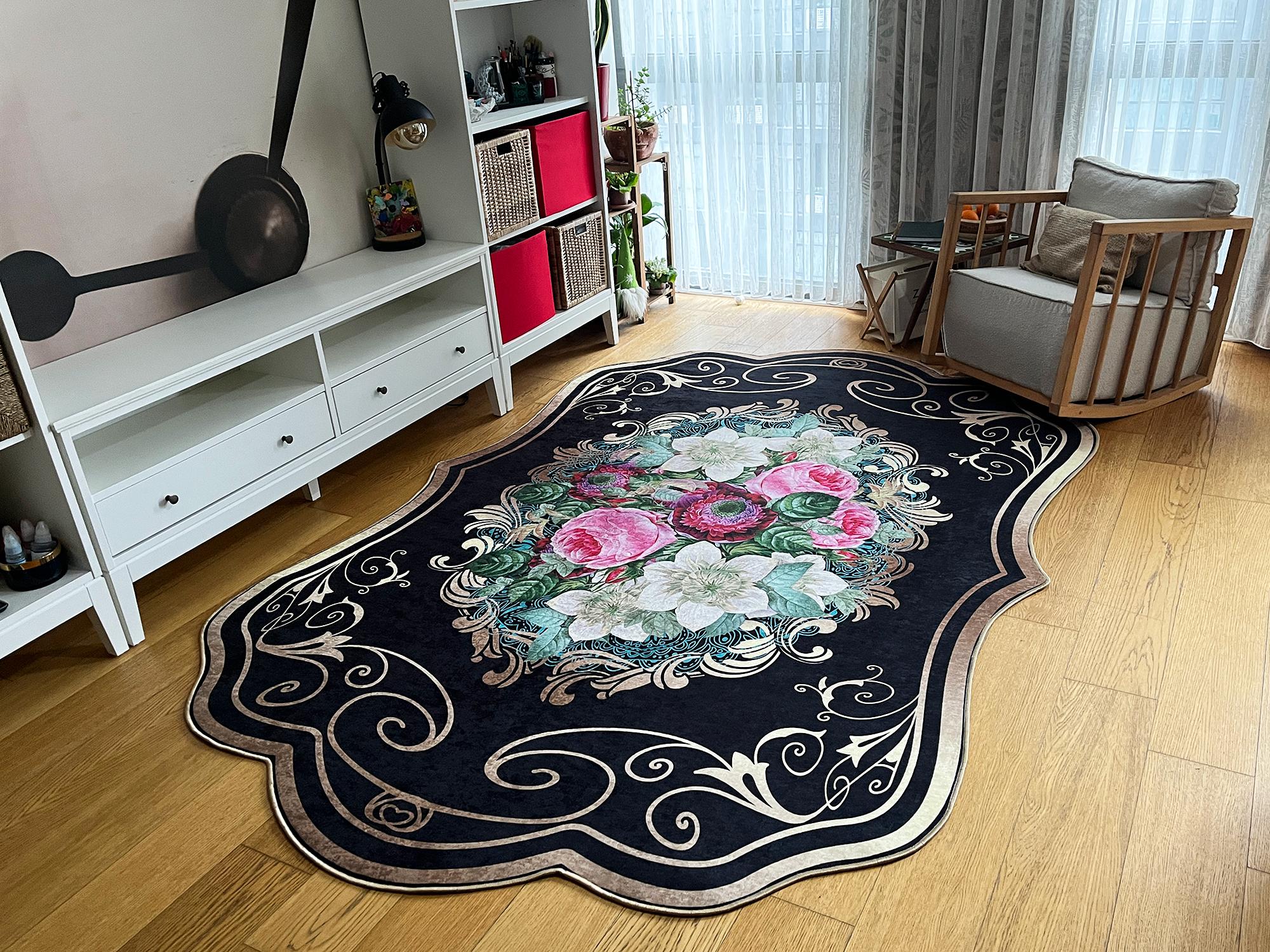 

EPeddler Home Современный классический узор с розами Цифровая печать Нескользящая точечная основа Новое поколение гостиной, кухни, столовой Ковер и дорожка 50 x 80