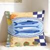 Flat Coastal Seafood Themed Pillow Cover  Custom Cushion Cover Retro Trendy Pillow Case For Sofa Home Decor