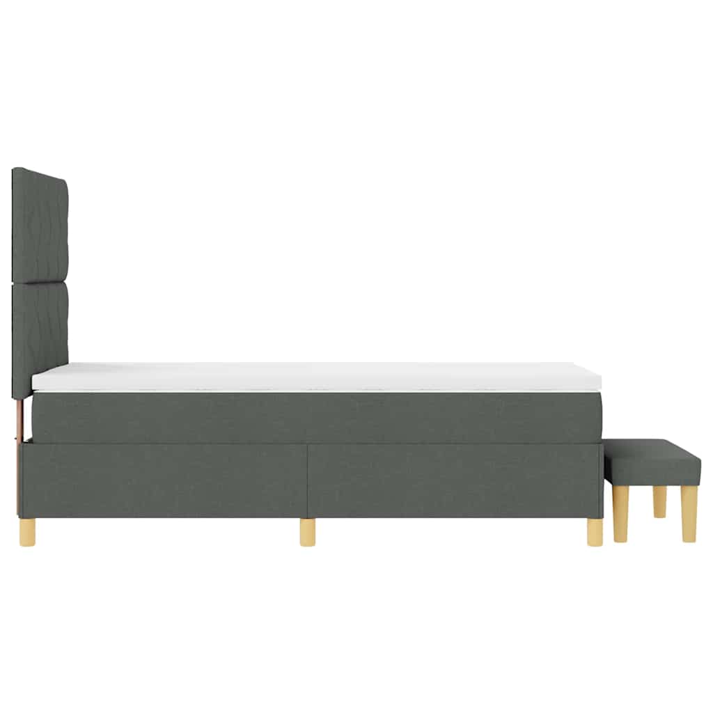Box Spring Bed with Pillow Dark Gray 190 X 90 Cm Fabric