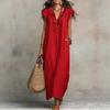 2026 Spring/Summer New Bohemian Style Long Dress for Women with Flutter Sleeves, Casual Solid Color Long Dress