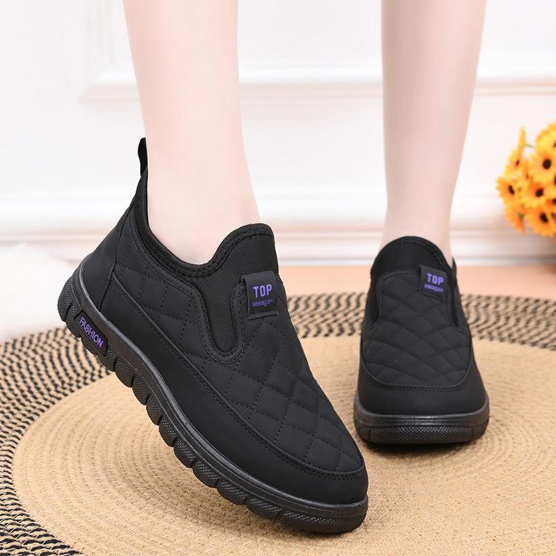New Cotton Shoes Women's Snow Boots Winter Velvet Thickened Warm One Pedal Waterproof Mother Shoes