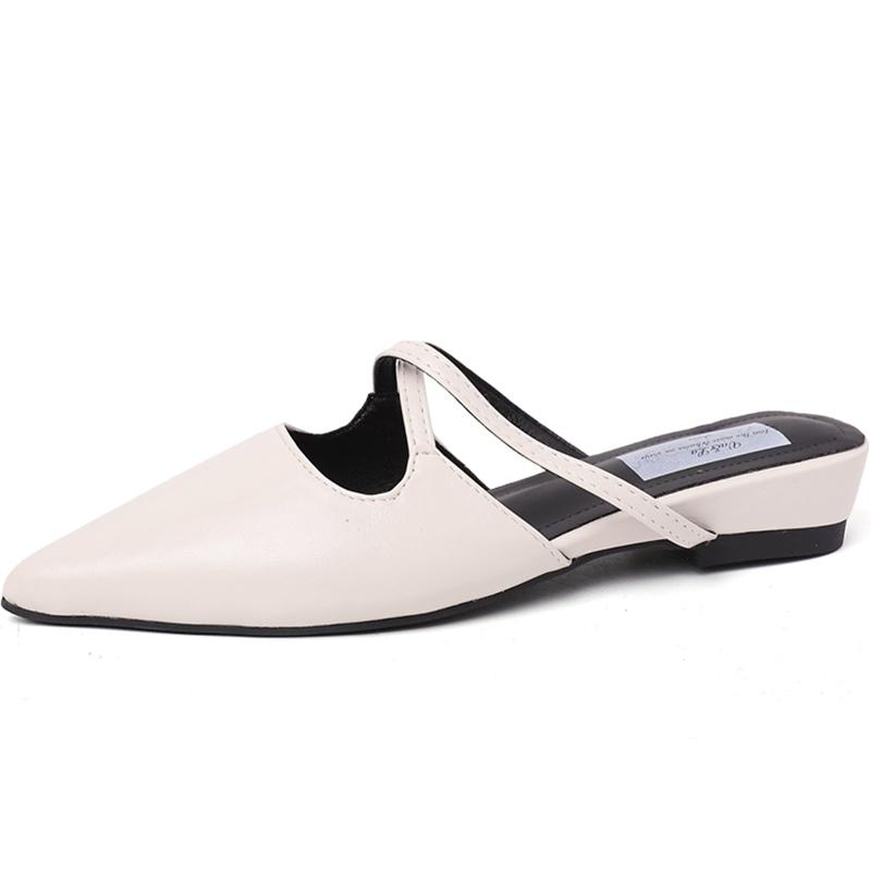 Summer Women's Pointed Toe Mules Slippers Fashion Shallow Slip On Slides Elegant Dress Street Style Shoes
