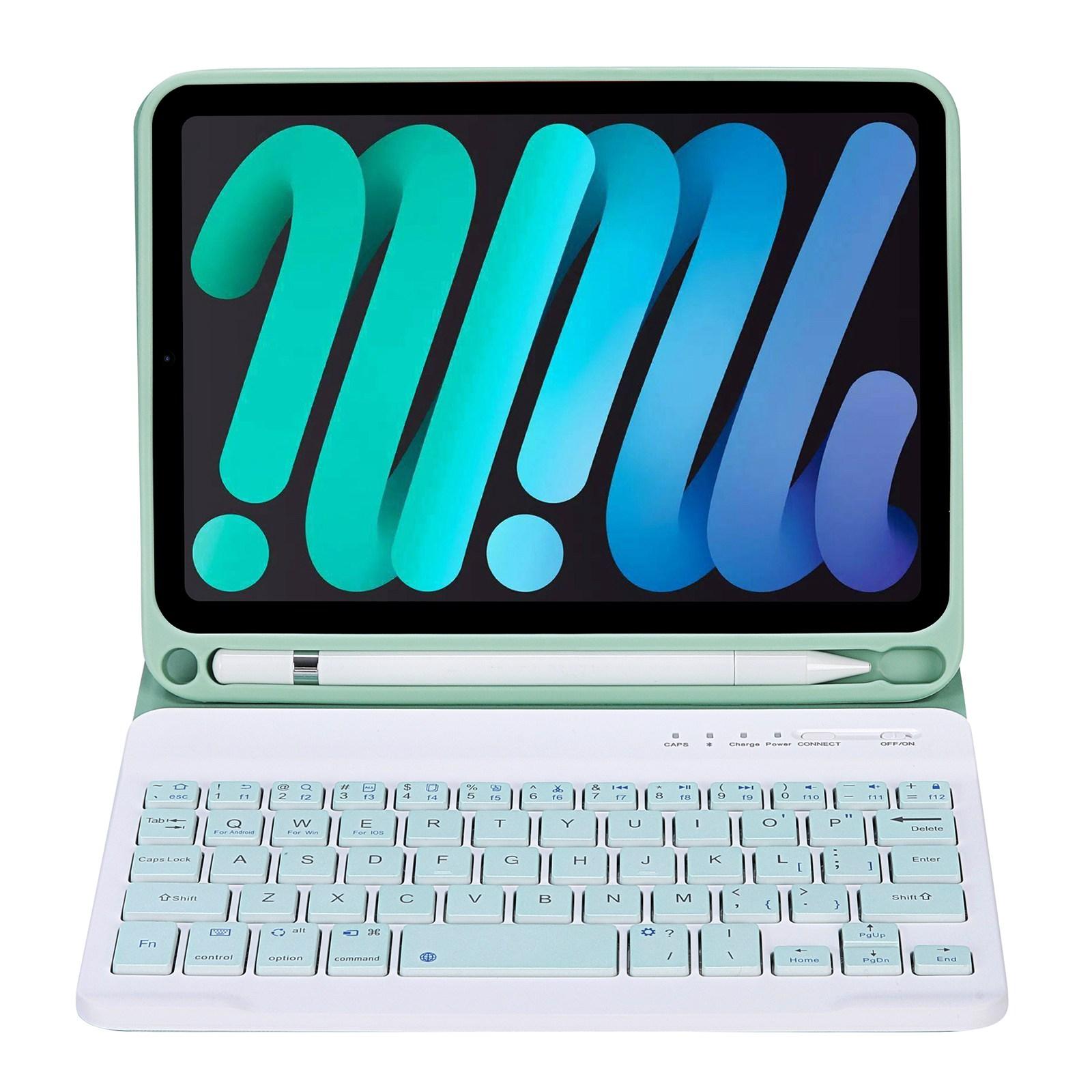 

C06B For iPad mini (2024)/mini (2021) Bluetooth-compatible Keyboard Leather Stand Case with Pen Slot Blackish Green
