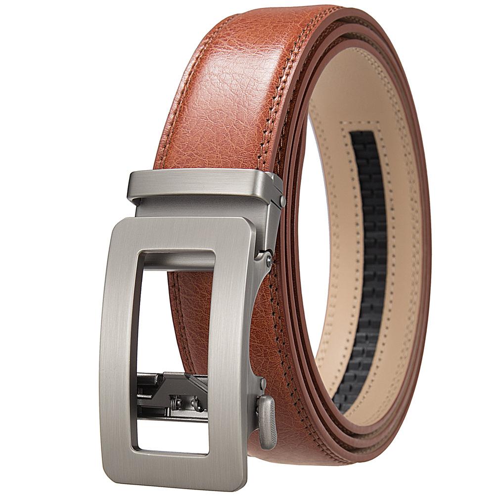 

1шт двухслойный ремень из коровьей кожи с автоматической пряжкой, мужской ремень, деловой ремень Ly35-0838-1 110-130CM