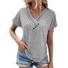 Women's Fashion Casual Summer Spring Solid Color Print Short Sleeve V-Neck Blouses & Shirts