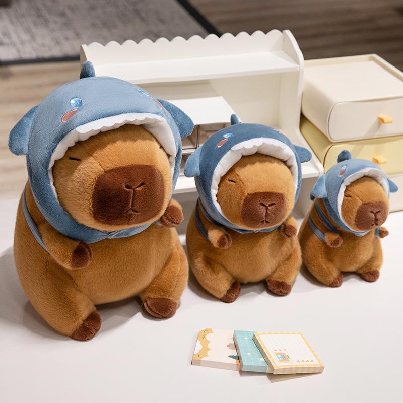 Writing A Notebook Unisex Cute Capybara Doll With Hat And Chicken Dinosaur Hat Kapibala Doll Plush Toy Grab Doll