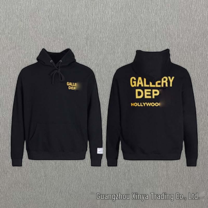 GALLERY DEPT Bluza Unisex z Kapturem Bawełniana z Plamami Farby Graffiti - Jesienna Luźna