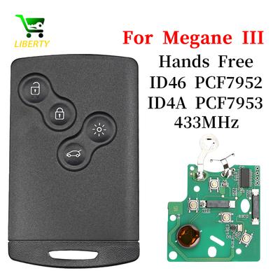Pilot do samochodu Liberty do Renault Megane3 Fluence Scenic Laguna 3 Koleos Clio Karta Hands Free PCF7952 Zamiennik