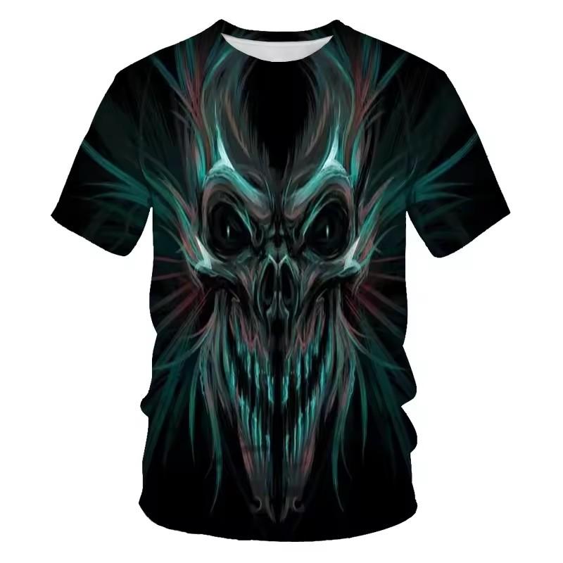 Men's T-Shirt Undead Skeleton Pattern 3d Print Short Sleeve Casual Man Clothes Summer New Sport Shirts Oversized Tees for Men
